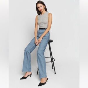 Reformation Wilder Painter High Rise Wide Leg Jeans in pinstripe (size 29)- NWT